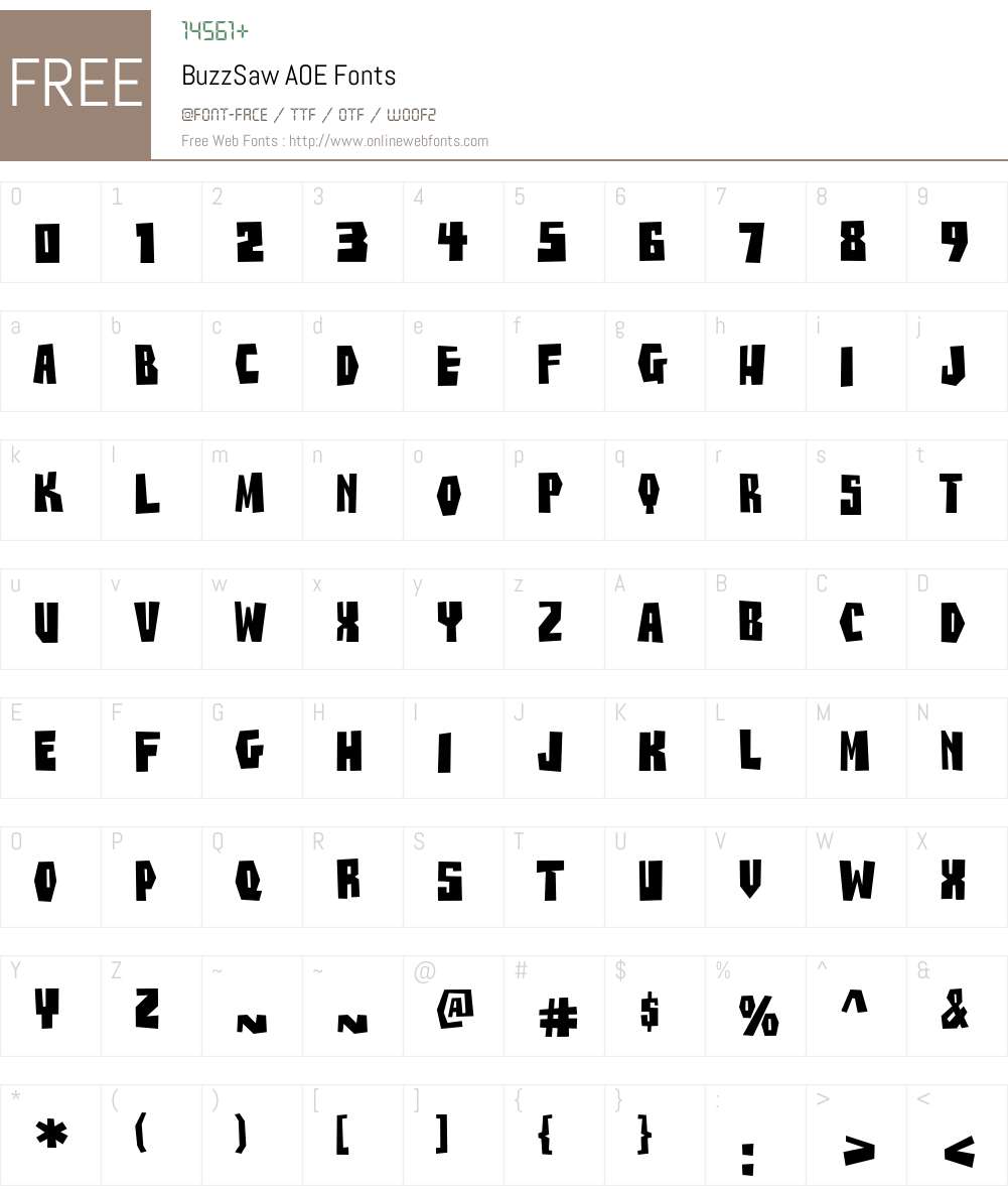 BuzzSaw AOE Font Screenshots
