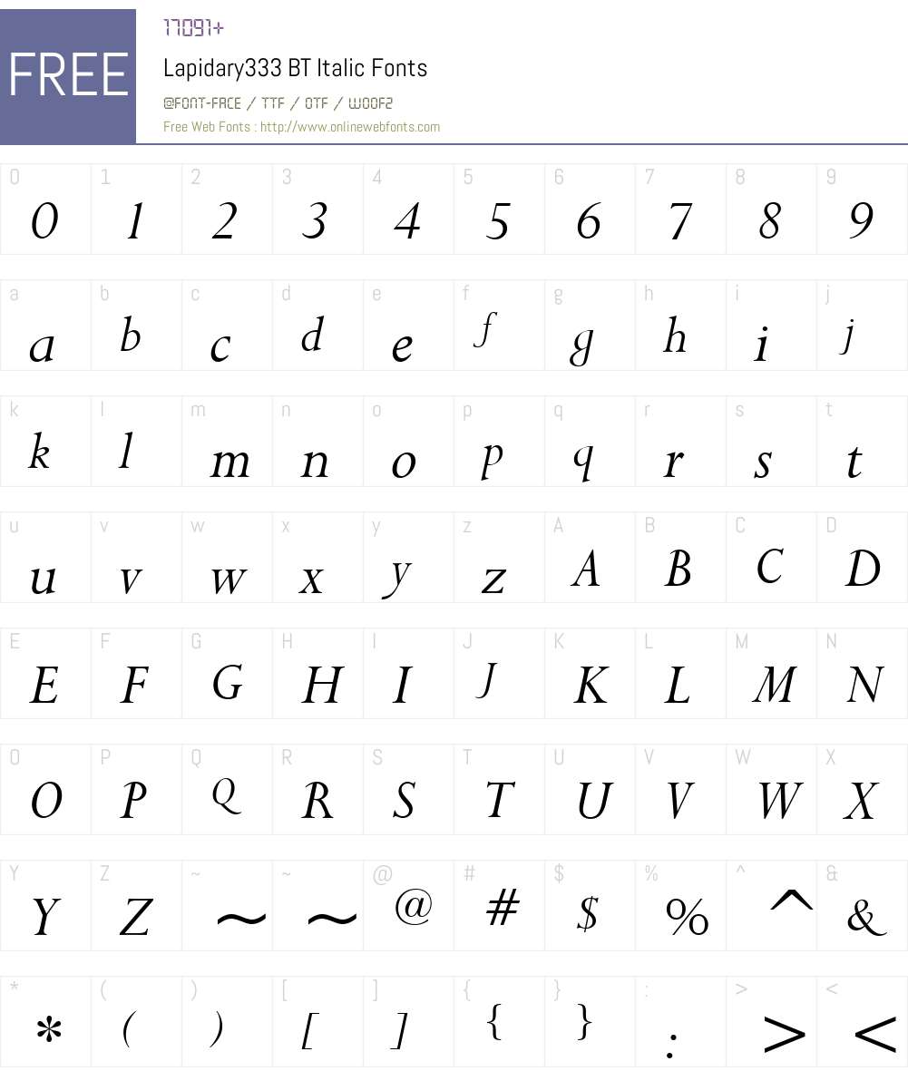 Lapidary333 BT Font Screenshots