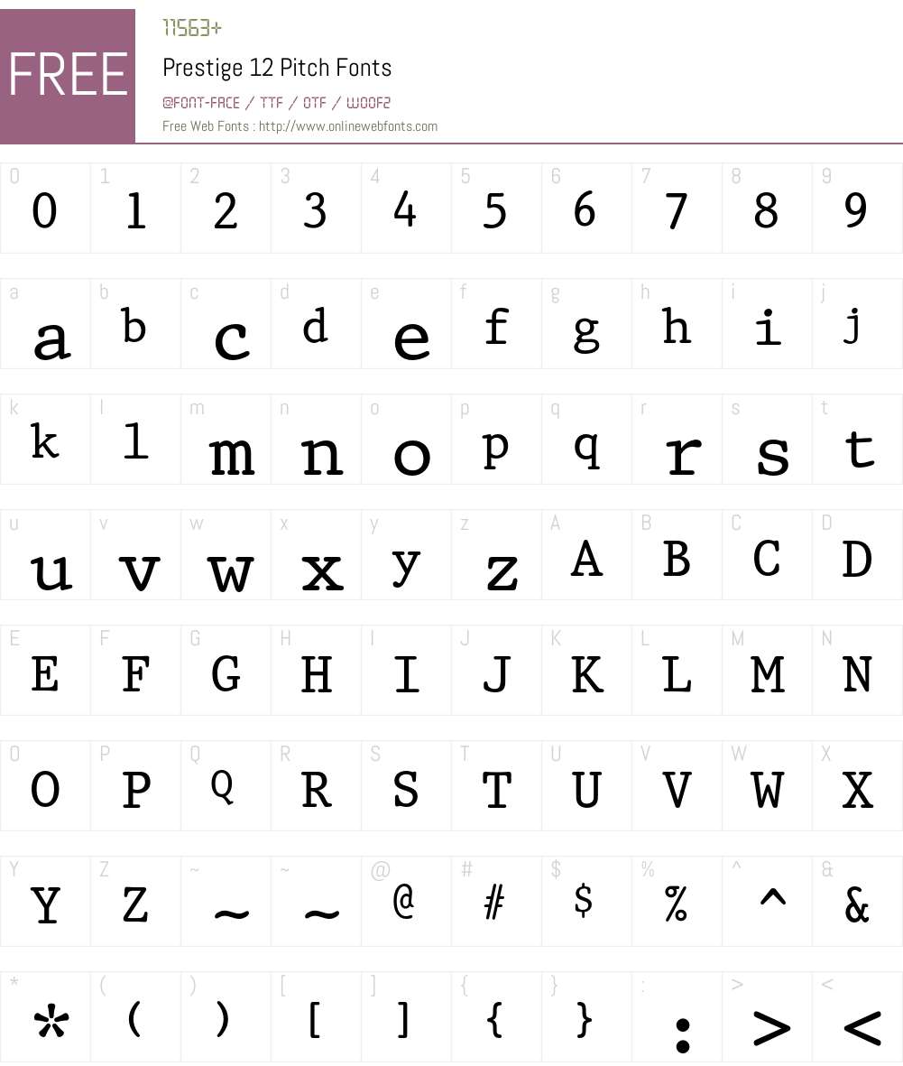 Prestige 12 Pitch Font Screenshots