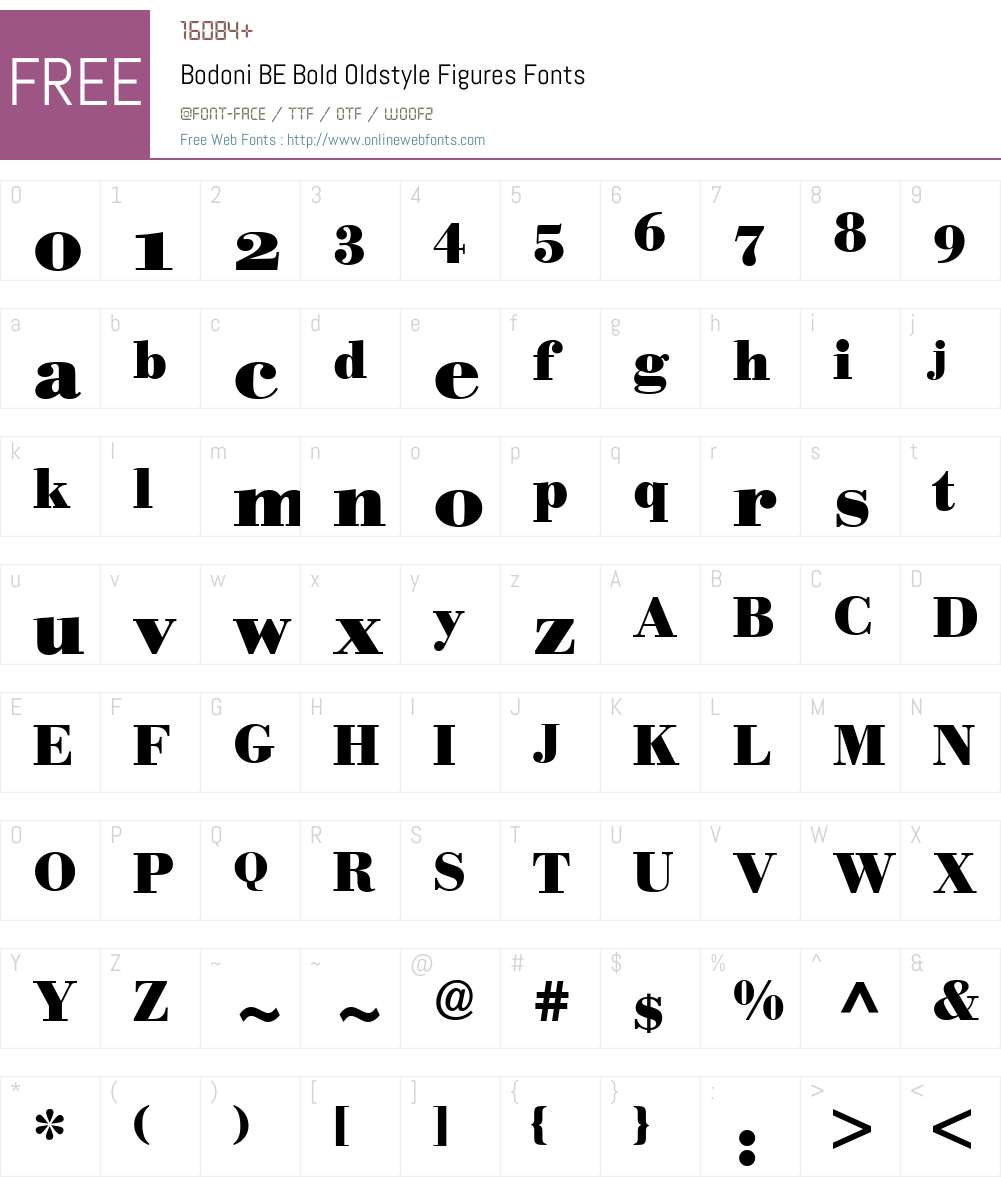 Bodoni BE Font Screenshots