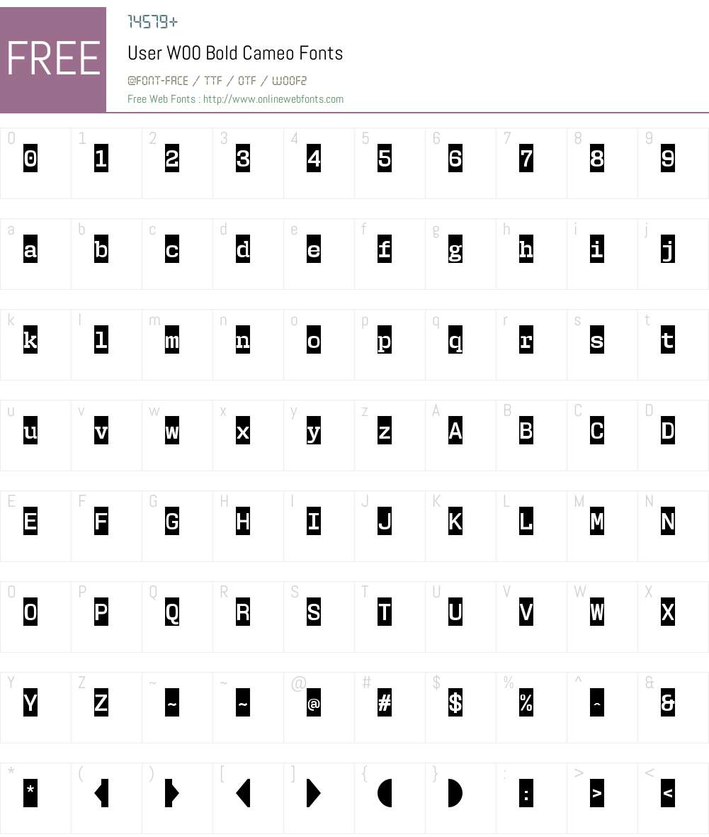 UserW00-BoldCameo Font Screenshots