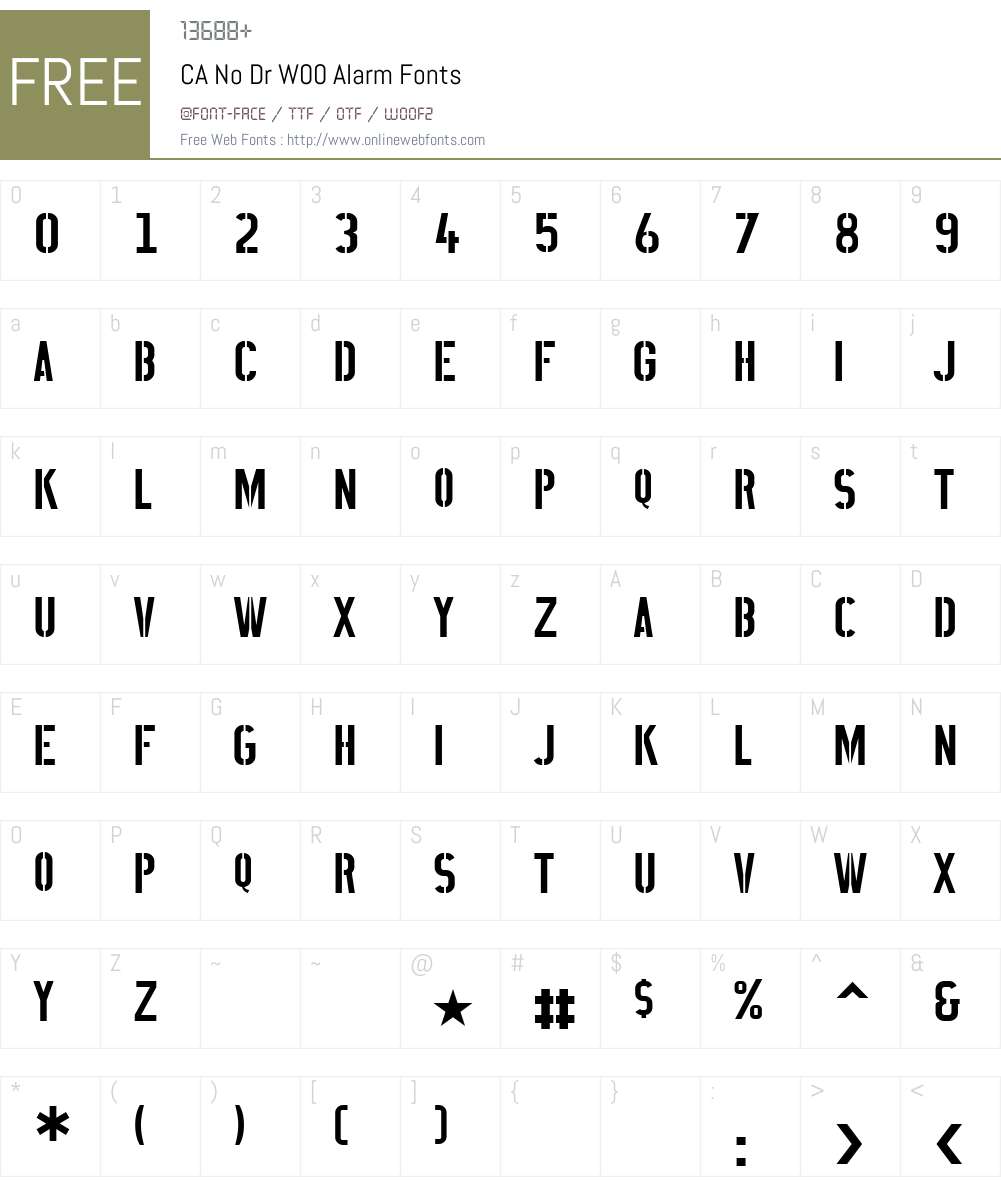 CANoDrW00-Alarm Font Screenshots