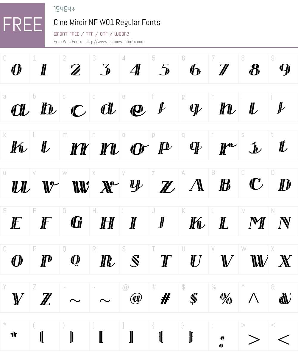 CineMiroirNFW01-Regular Font Screenshots