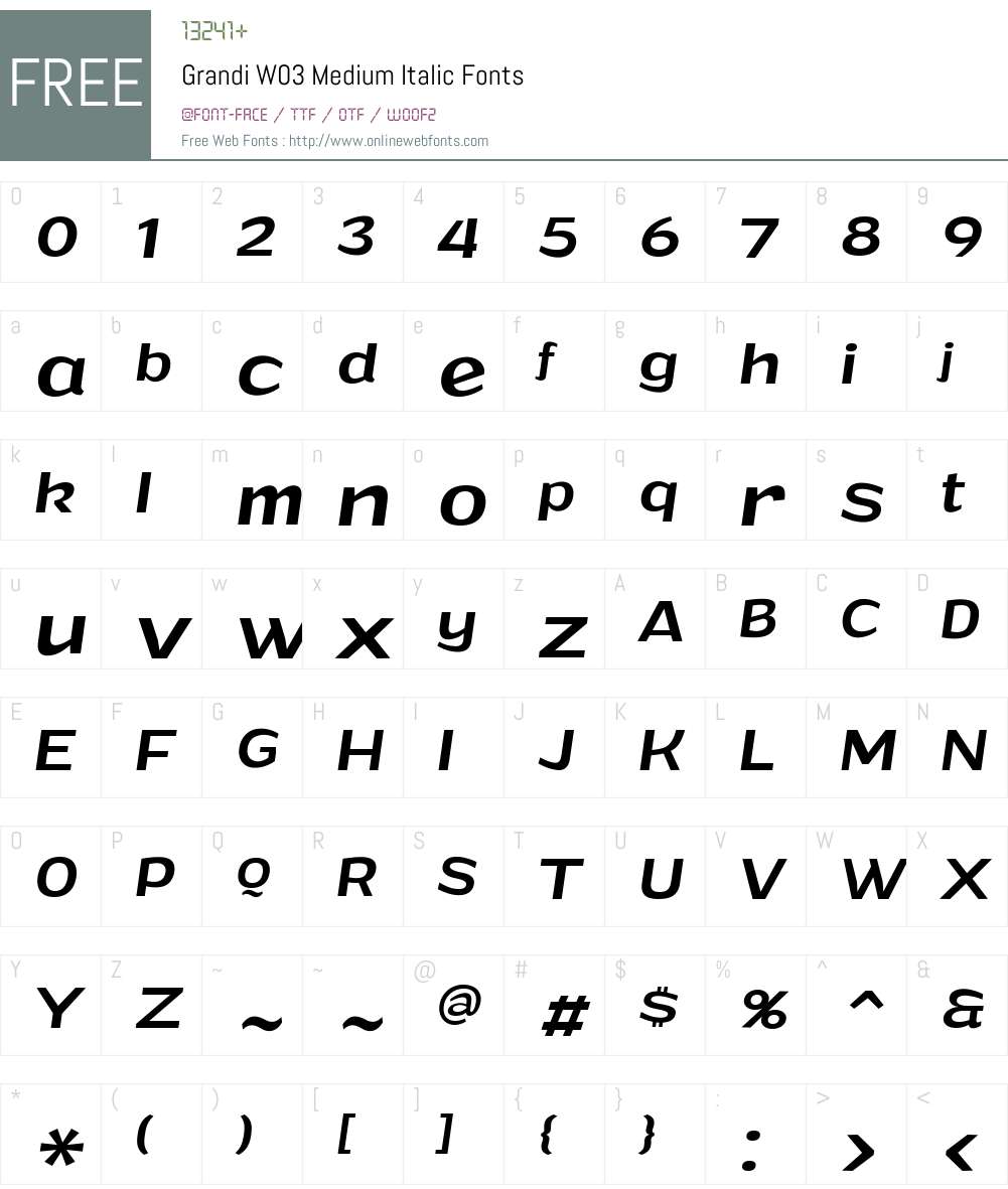 Grandi Font Screenshots