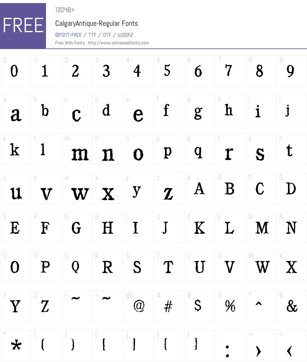 CalgaryAntique Font Screenshots