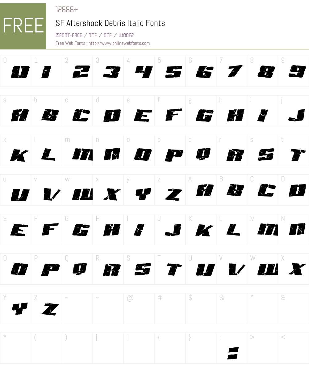 SF Aftershock Debris Font Screenshots
