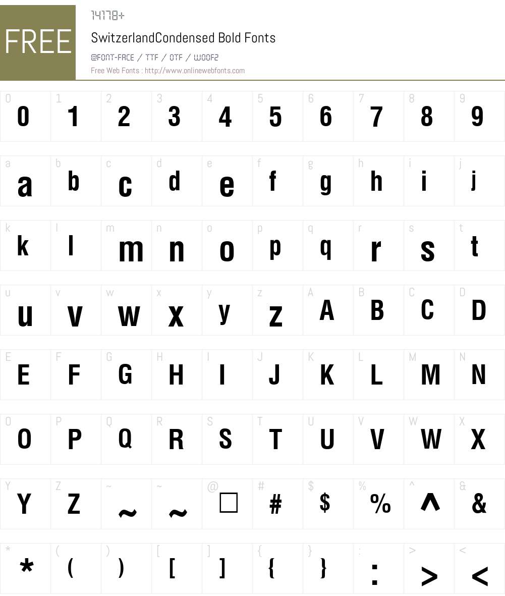 SwitzerlandCondensed Font Screenshots
