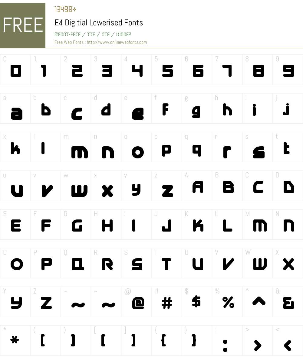 E4 Digitial Lowerised Font Screenshots