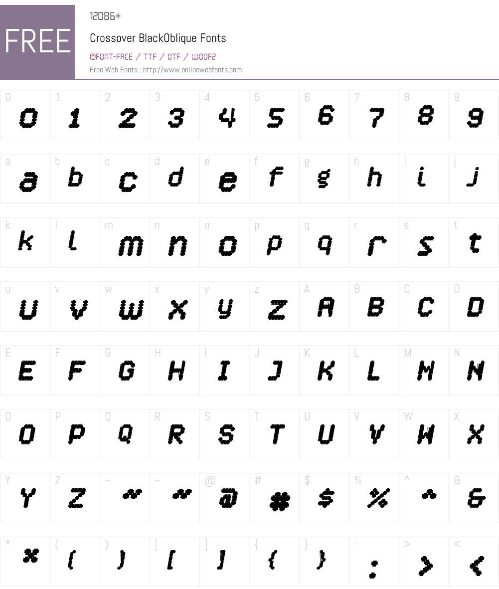 Crossover Font Screenshots