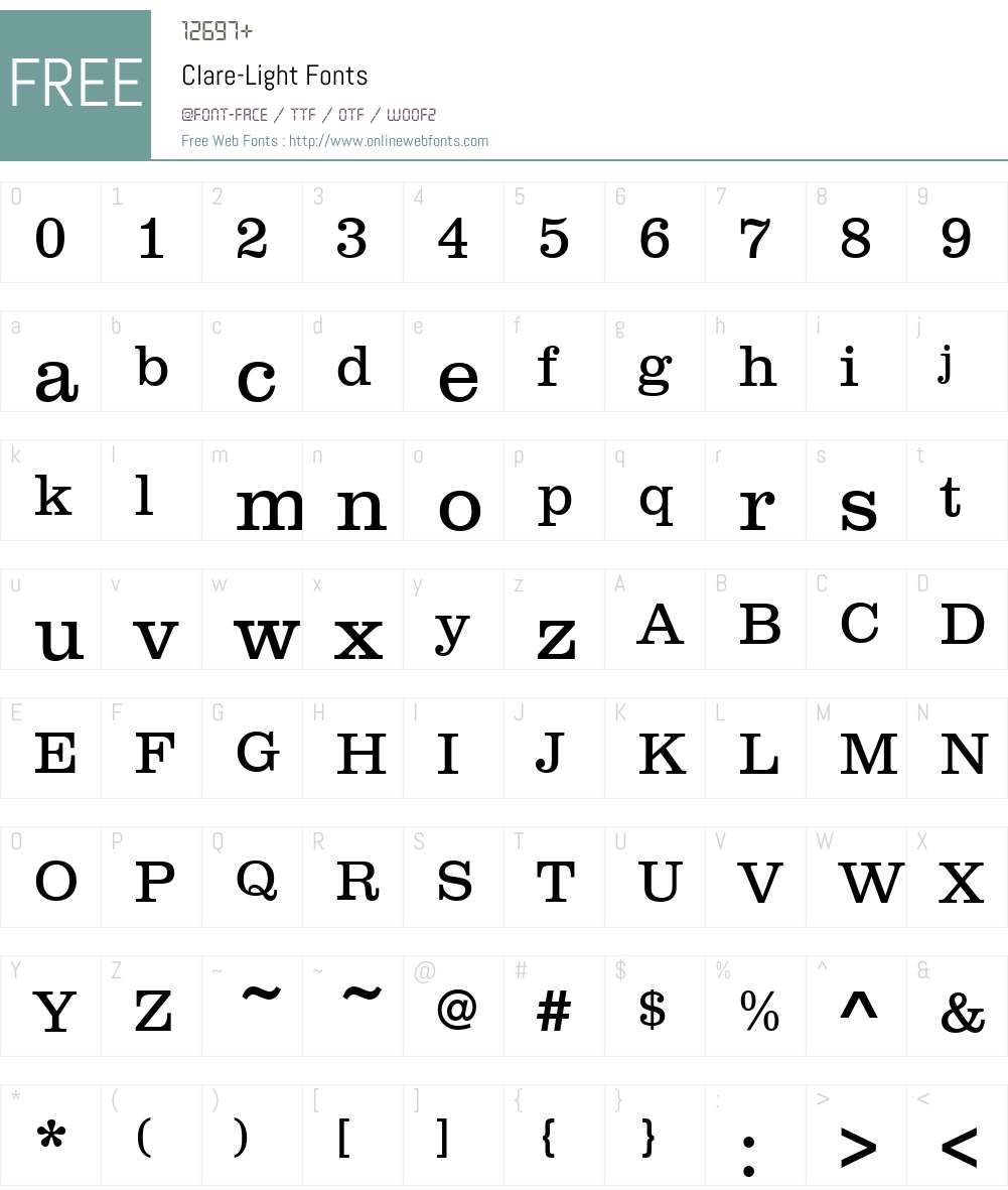 Clare-Light Font Screenshots
