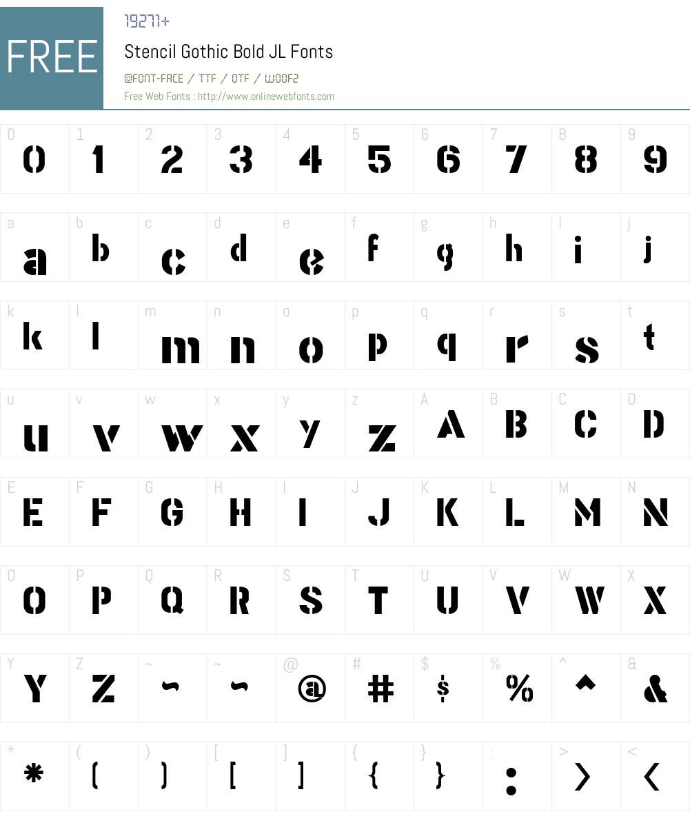 Stencil Gothic Bold JL Font Screenshots