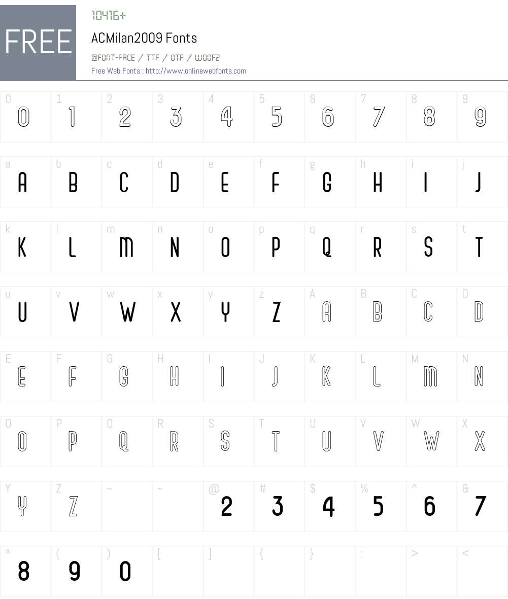ACMilan2009 Font Screenshots