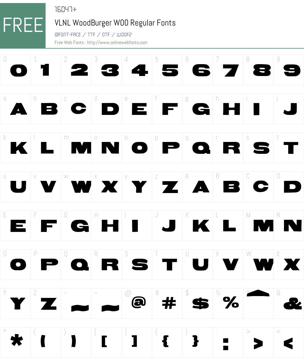 VLNL Wood Burger Font Screenshots