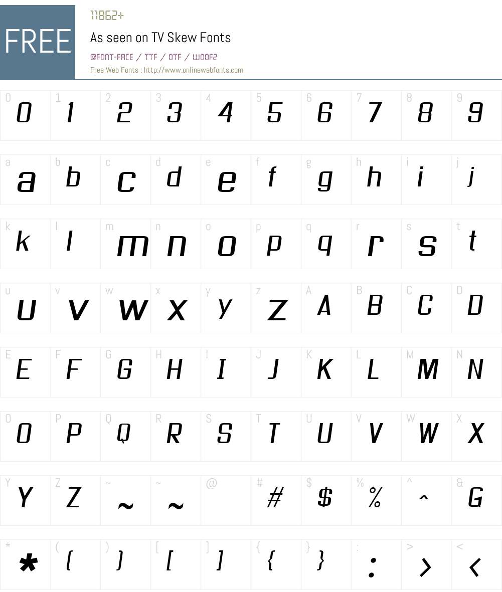 As seen on TV Skew Font Screenshots