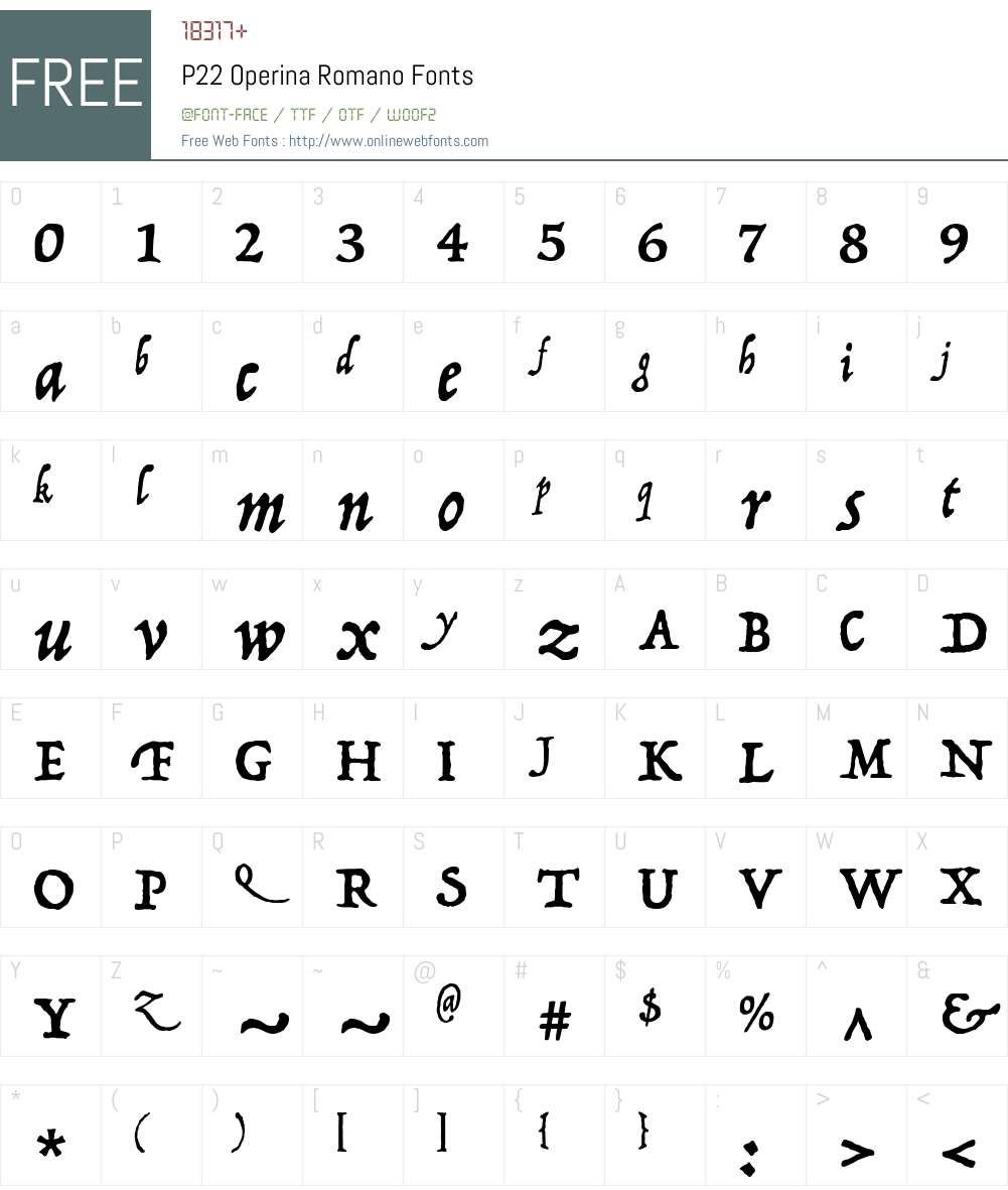 P22 Operina Romano Font Screenshots