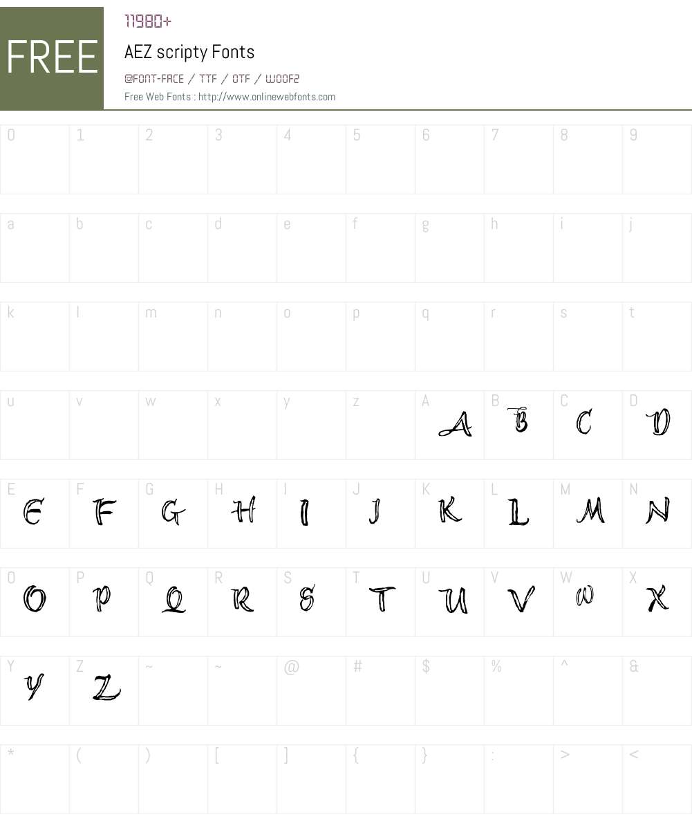AEZ scripty Font Screenshots