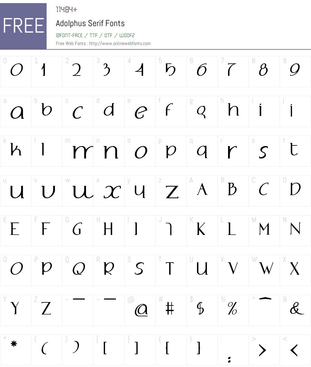 Adolphus Serif Font Screenshots