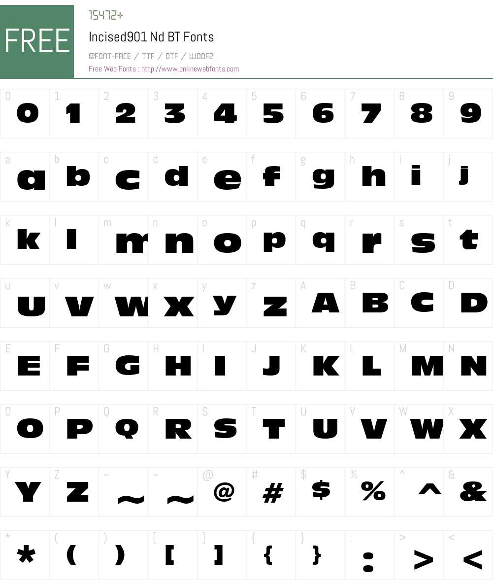 Incised901 Nd BT Font Screenshots