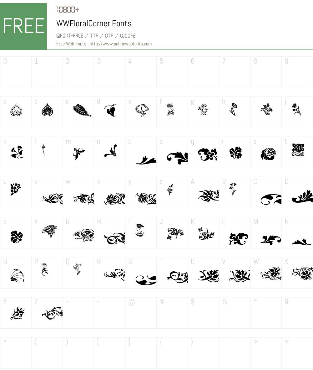 WWFloralCorner Font Screenshots