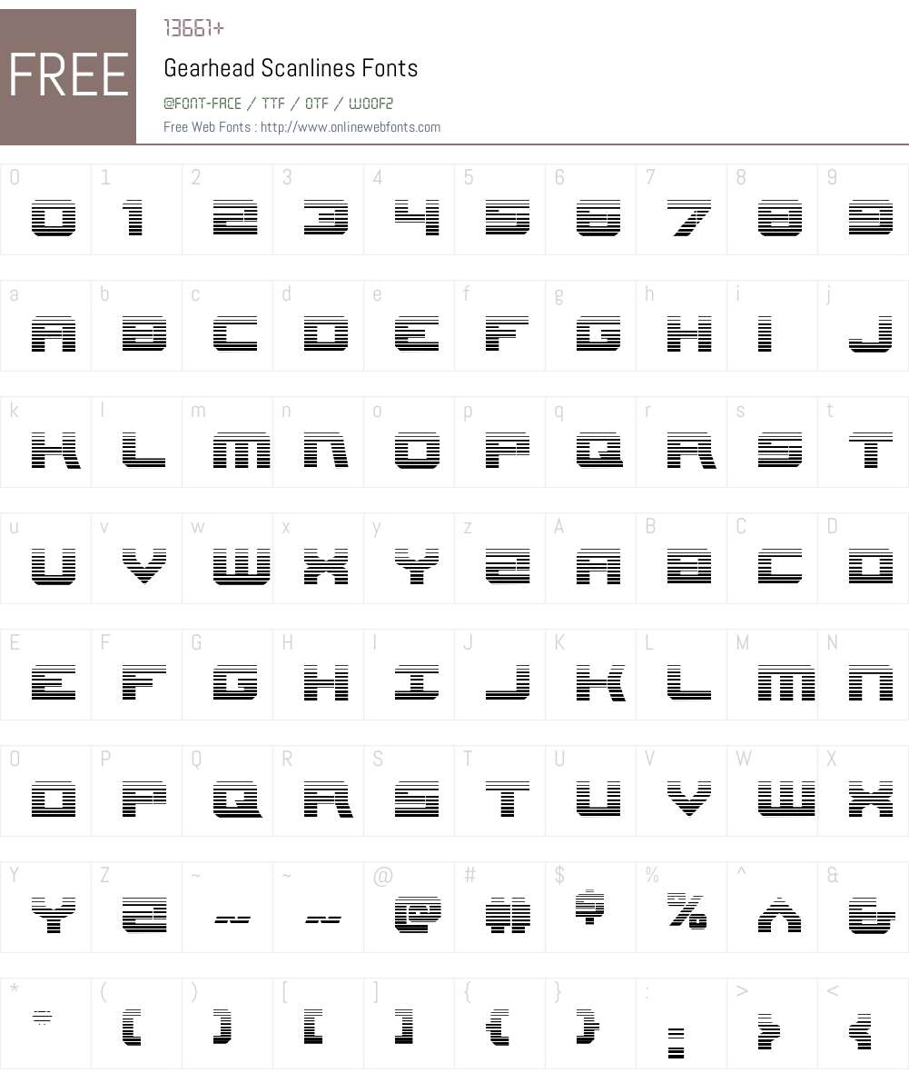 Gearhead Scanlines Font Screenshots