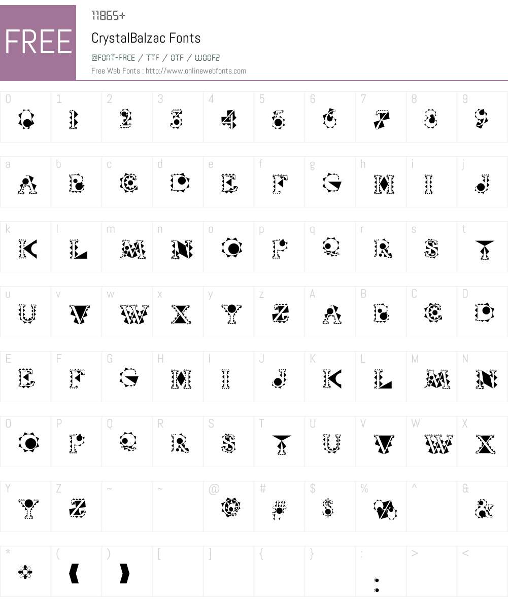 CrystalBalzac Font Screenshots