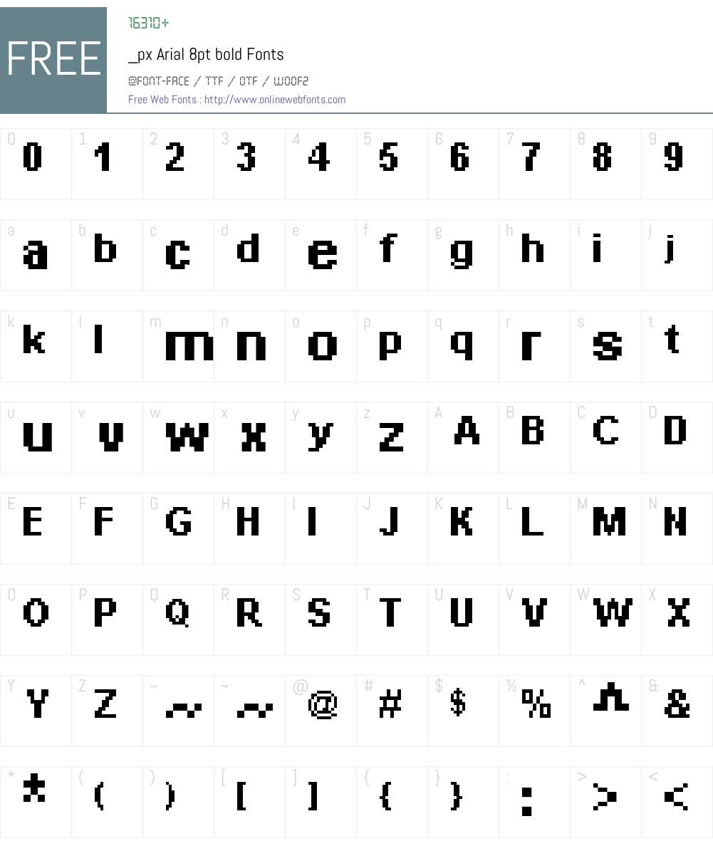 _px Arial 8pt bold Font Screenshots