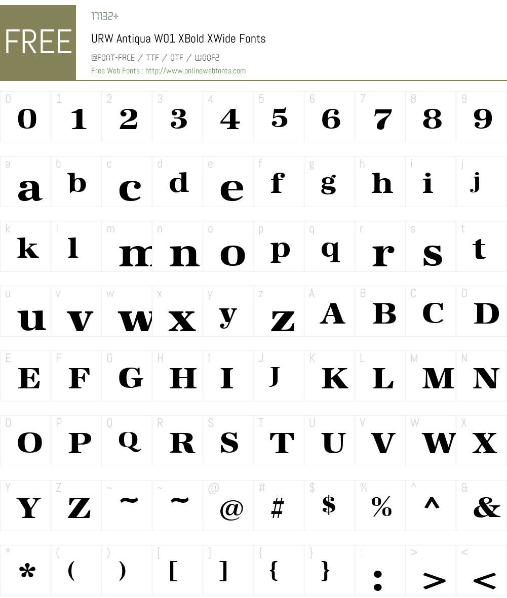 URWAntiquaW01-XBoldXWide Font Screenshots