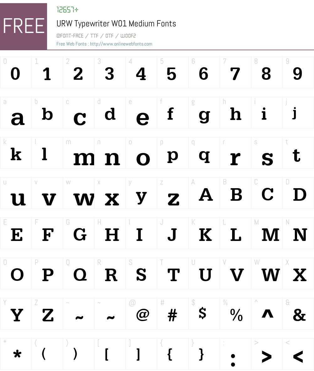 URWTypewriterW01-Medium Font Screenshots