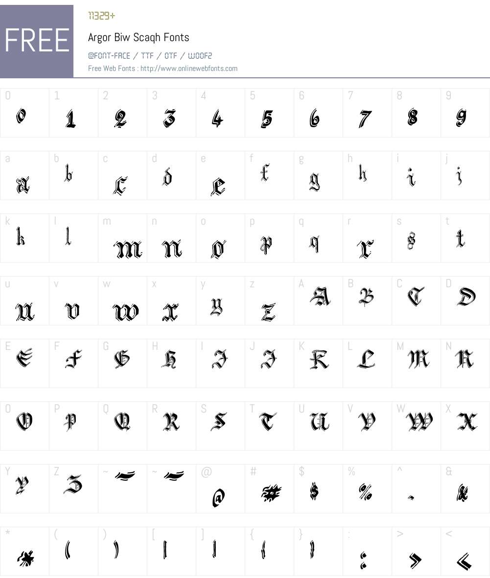 Argor Biw Scaqh Font Screenshots