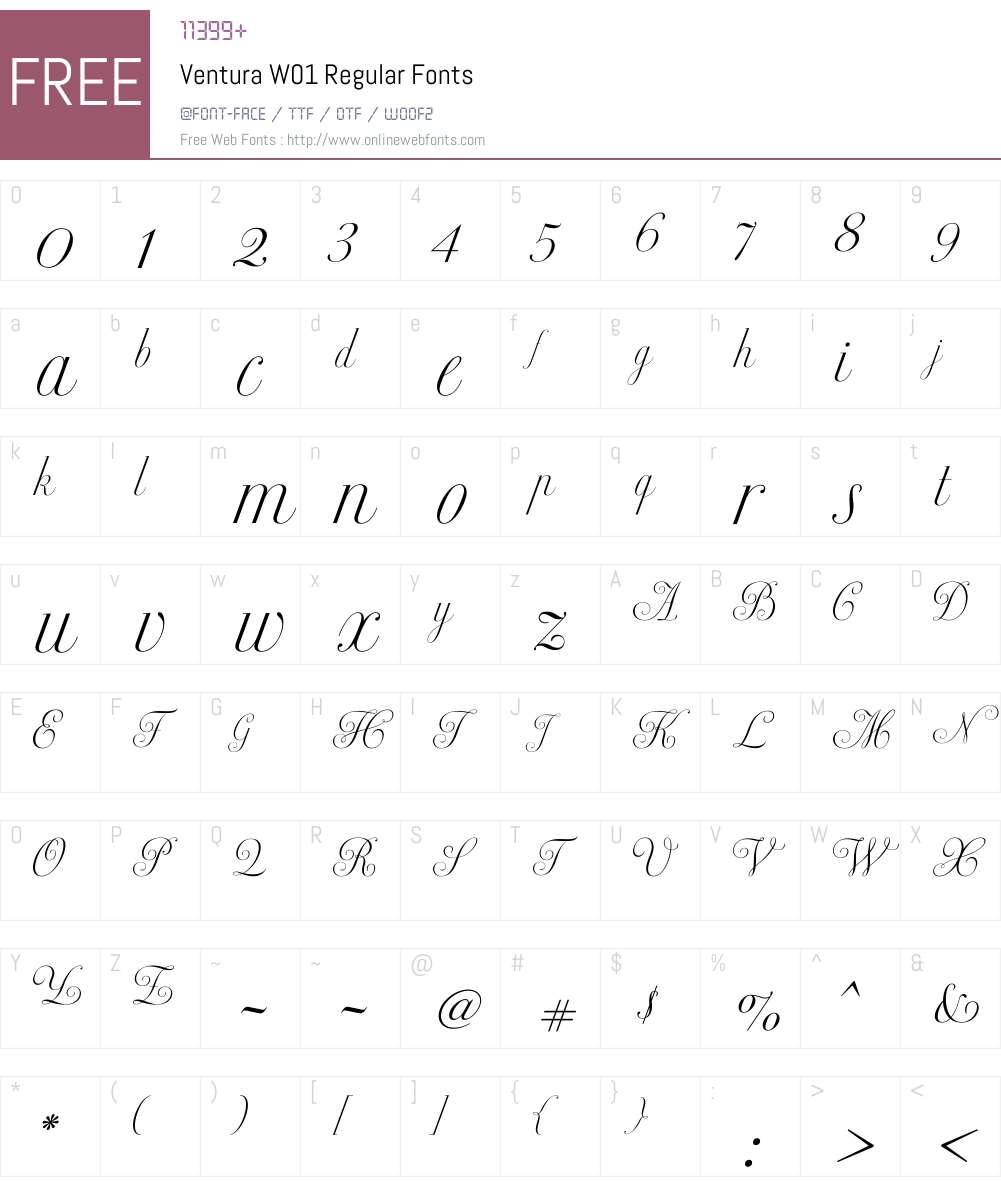 VenturaW01-Regular Font Screenshots