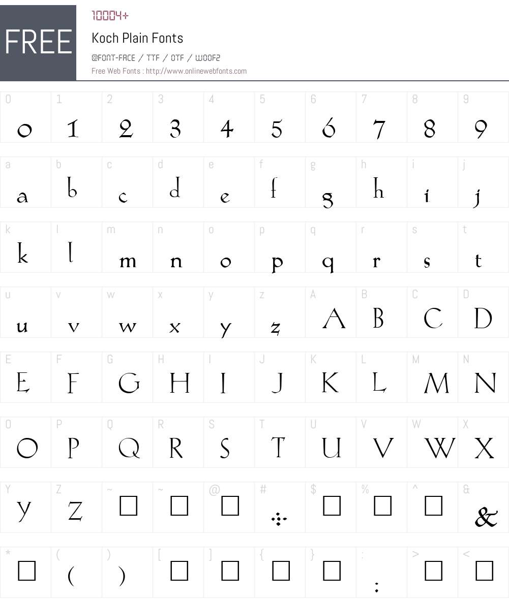 Koch Plain Font Screenshots