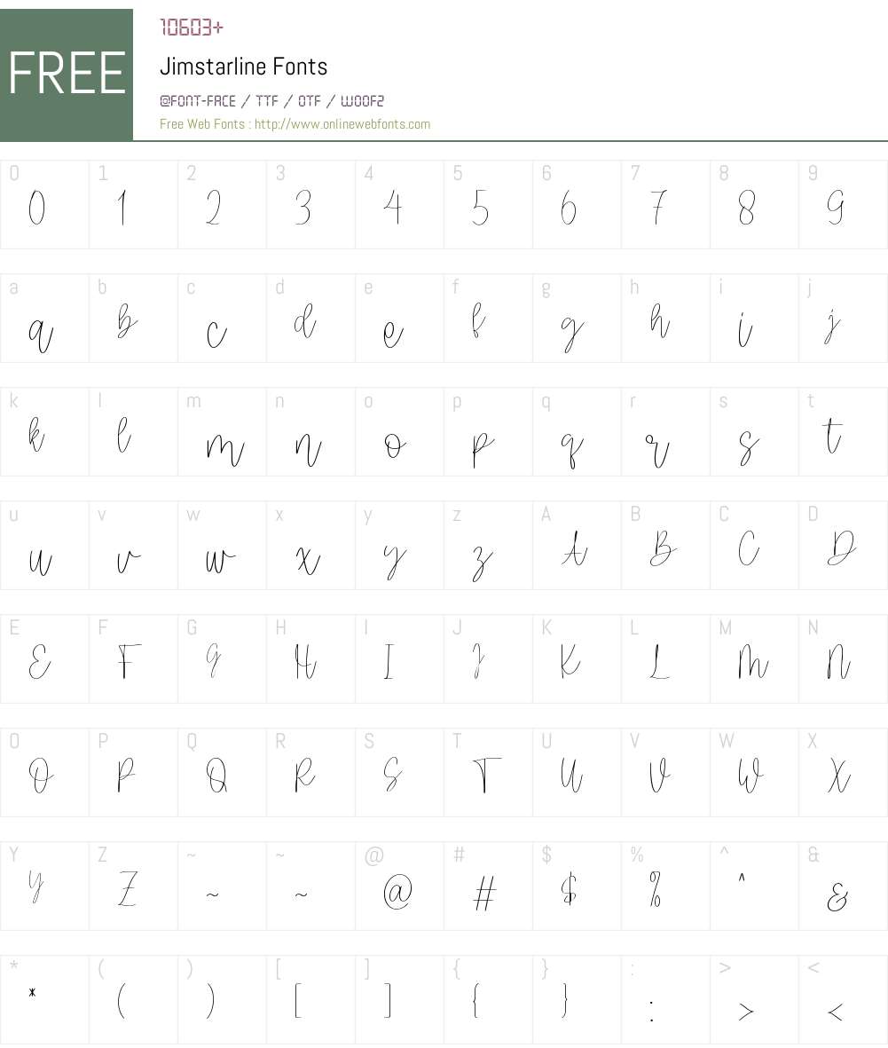 Jimstarline Font Screenshots