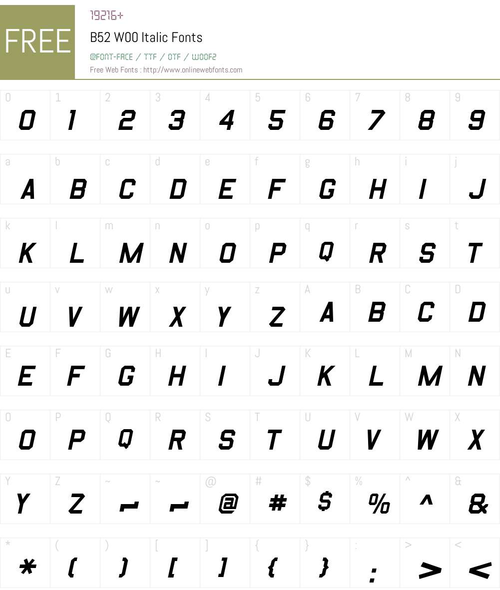 B52 Font Screenshots