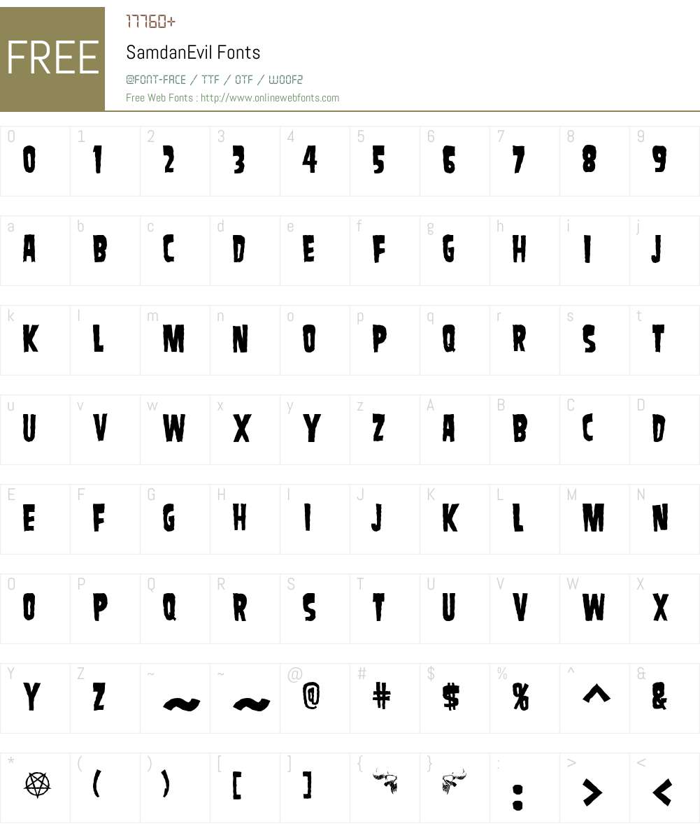 SamdanEvil Font Screenshots