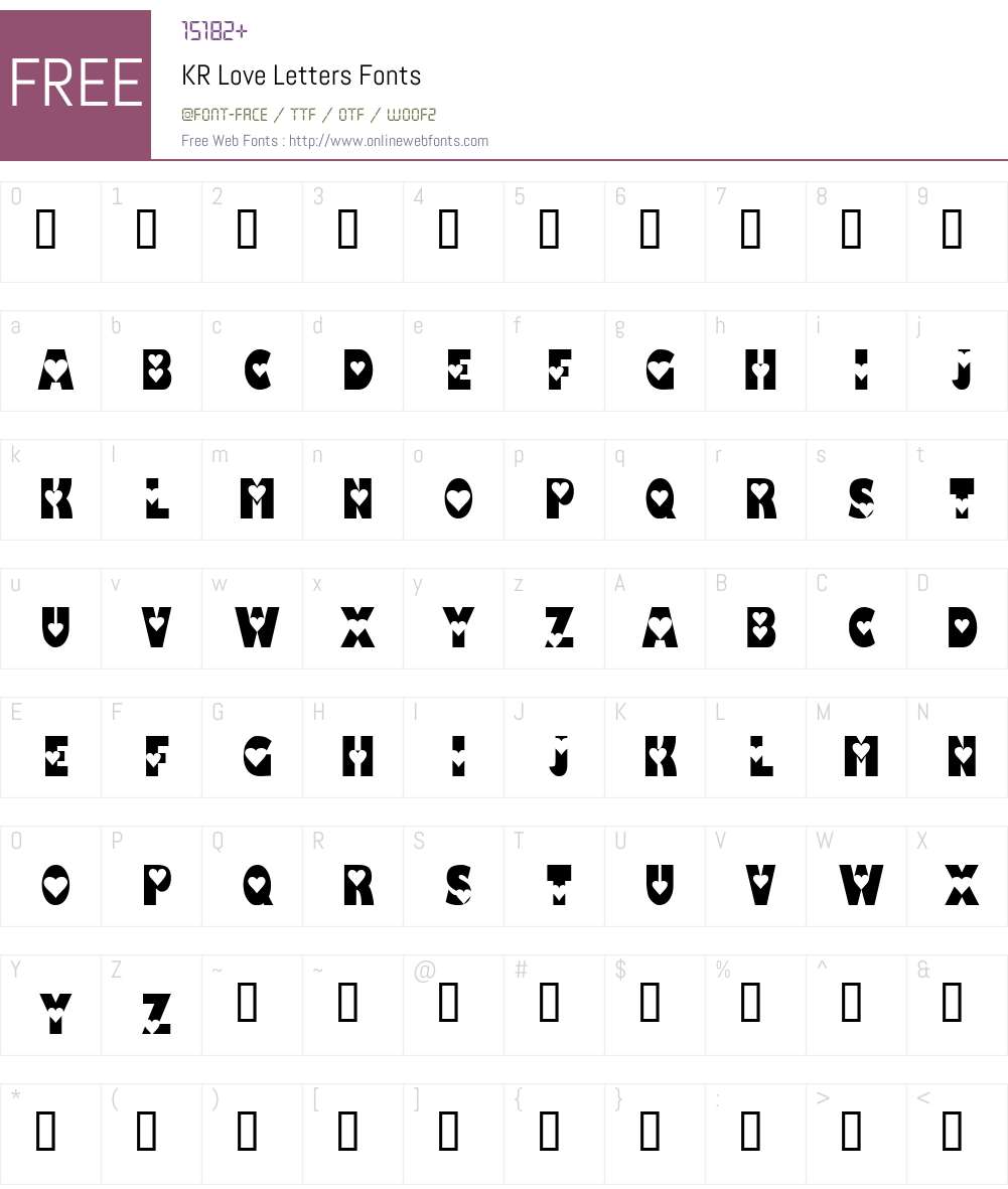 KR Love Letters Font Screenshots