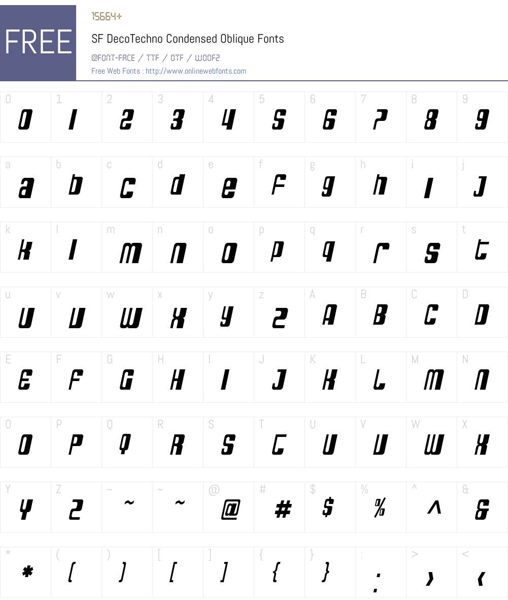 SF DecoTechno Condensed Font Screenshots
