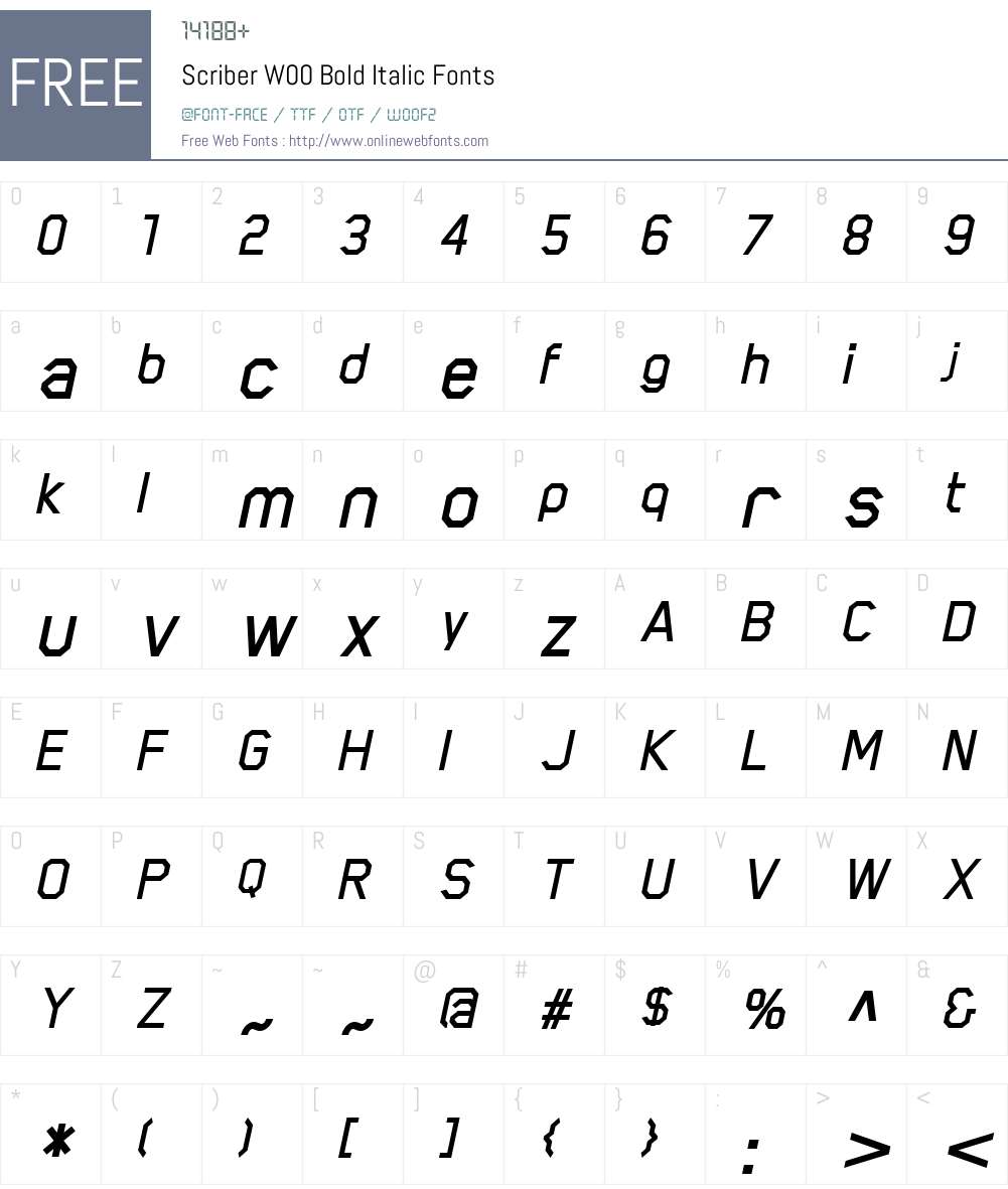 ScriberW00-BoldItalic Font Screenshots