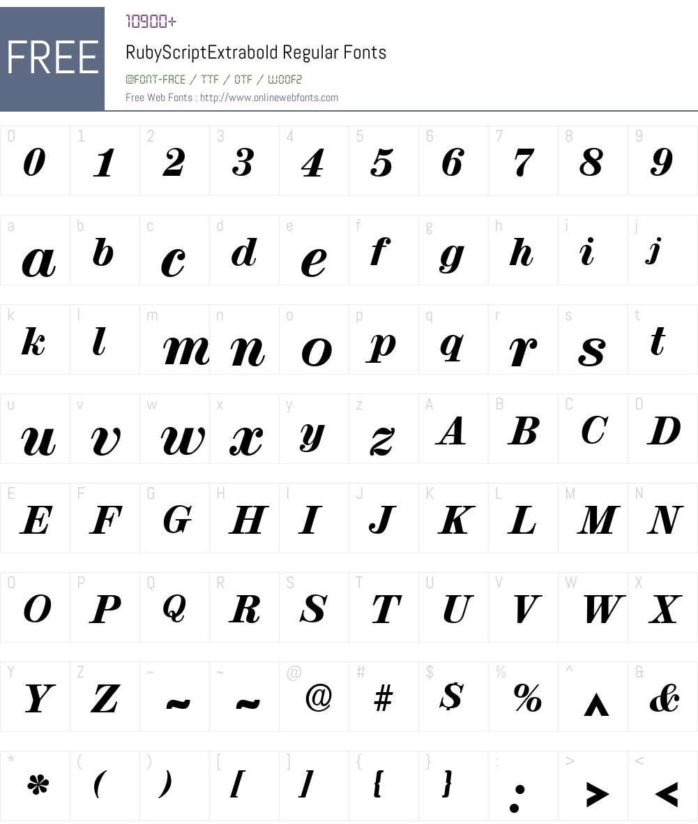RubyScriptExtrabold Font Screenshots