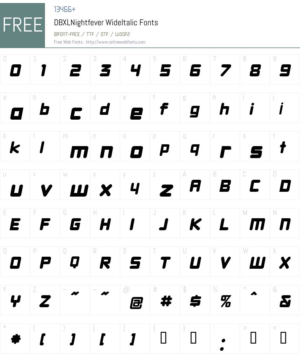 DBXLNightfever Font Screenshots