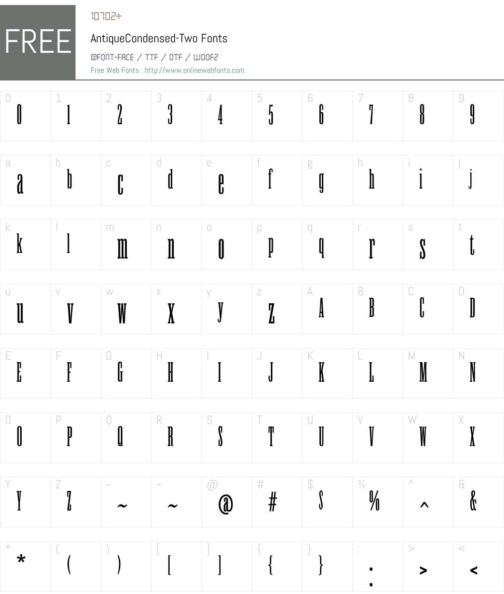 AntiqueCondensed Font Screenshots