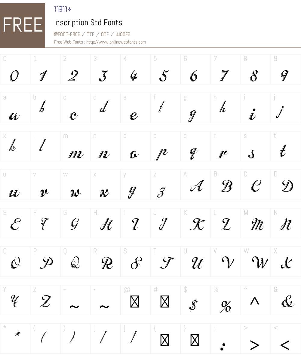 Inscription Std Font Screenshots
