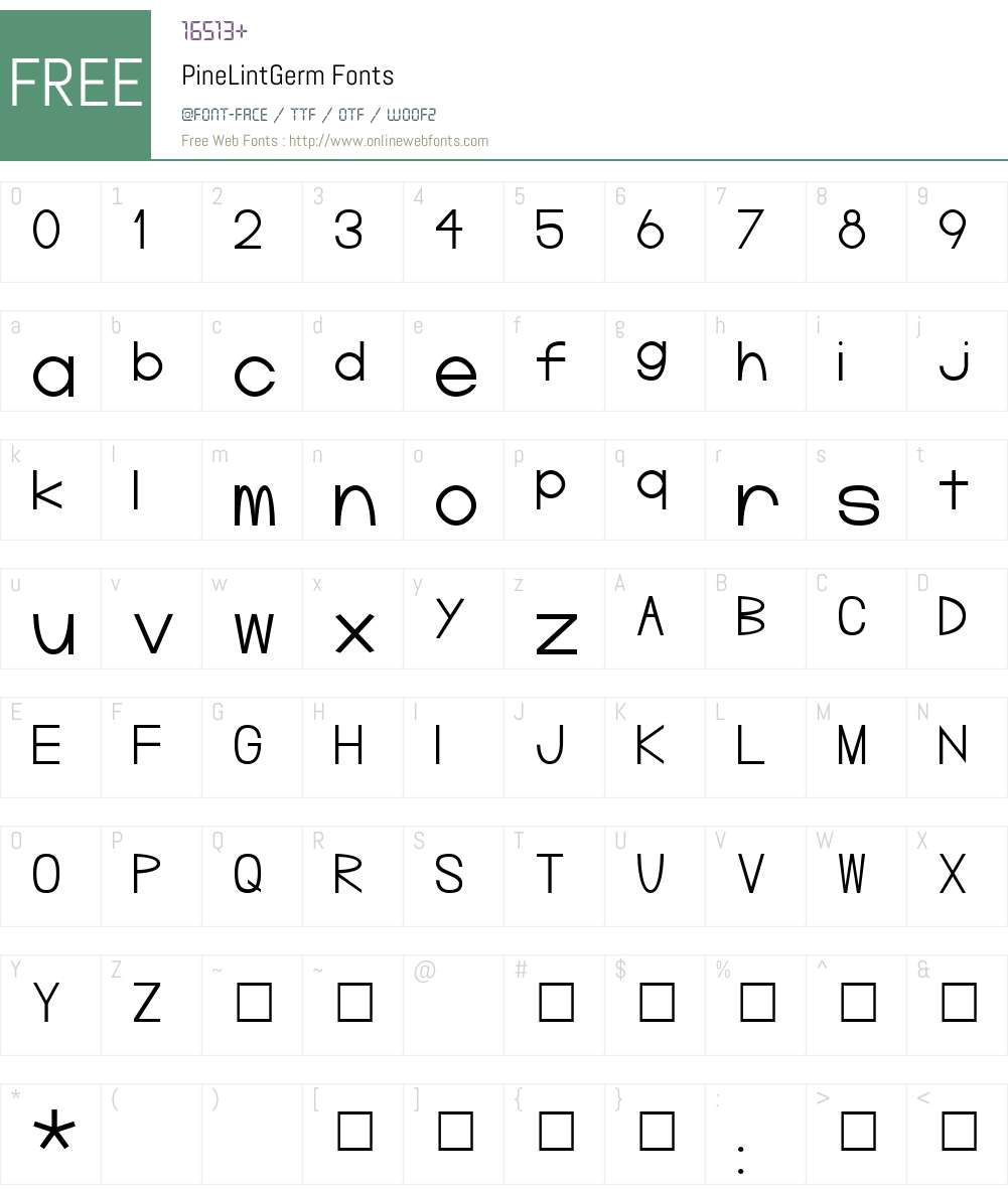 PineLintGerm Font Screenshots