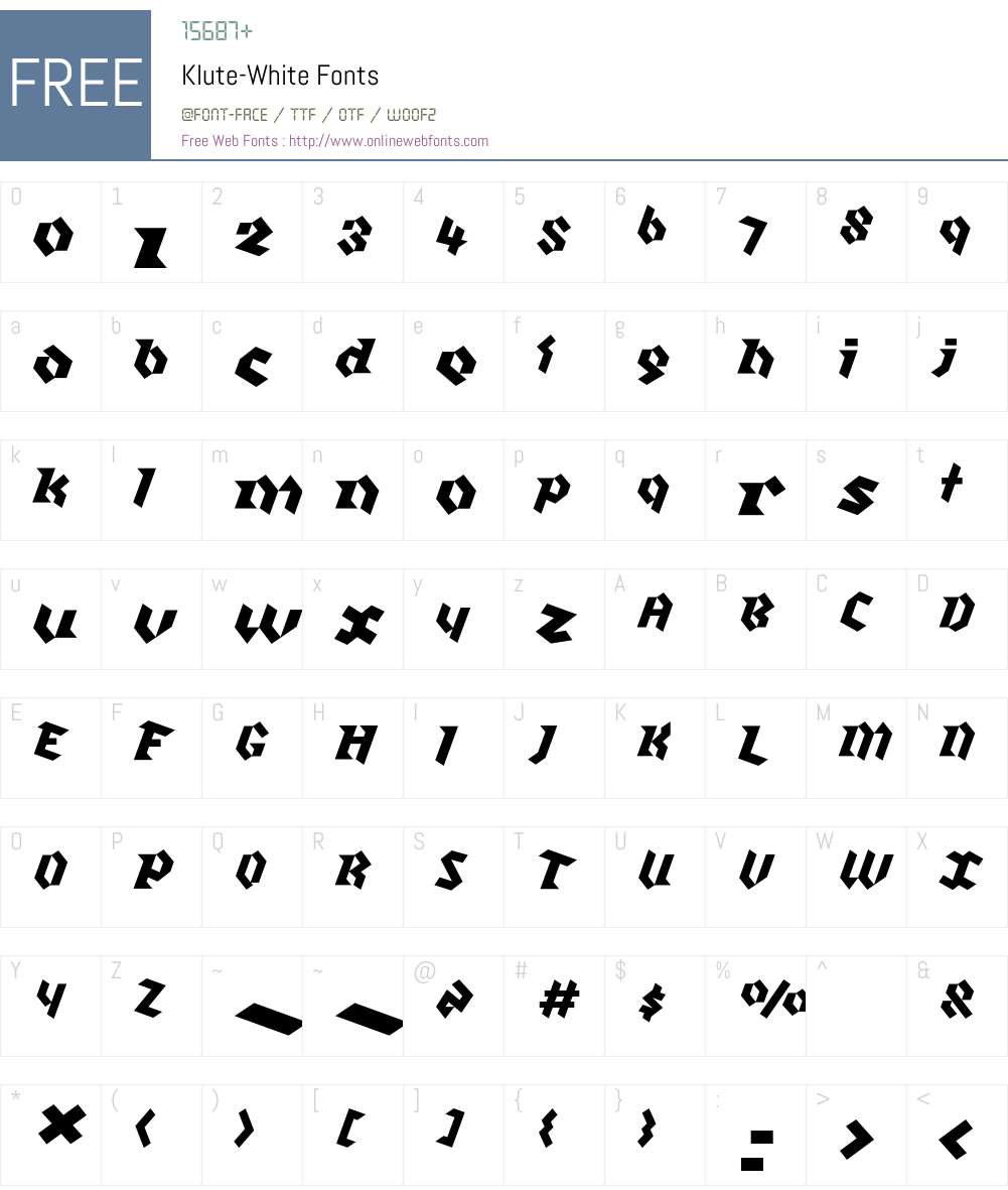 Klute Font Screenshots