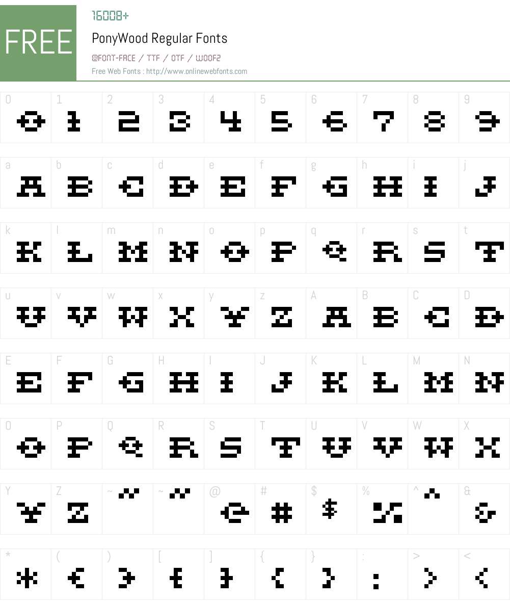 PonyWood Regular Font Screenshots