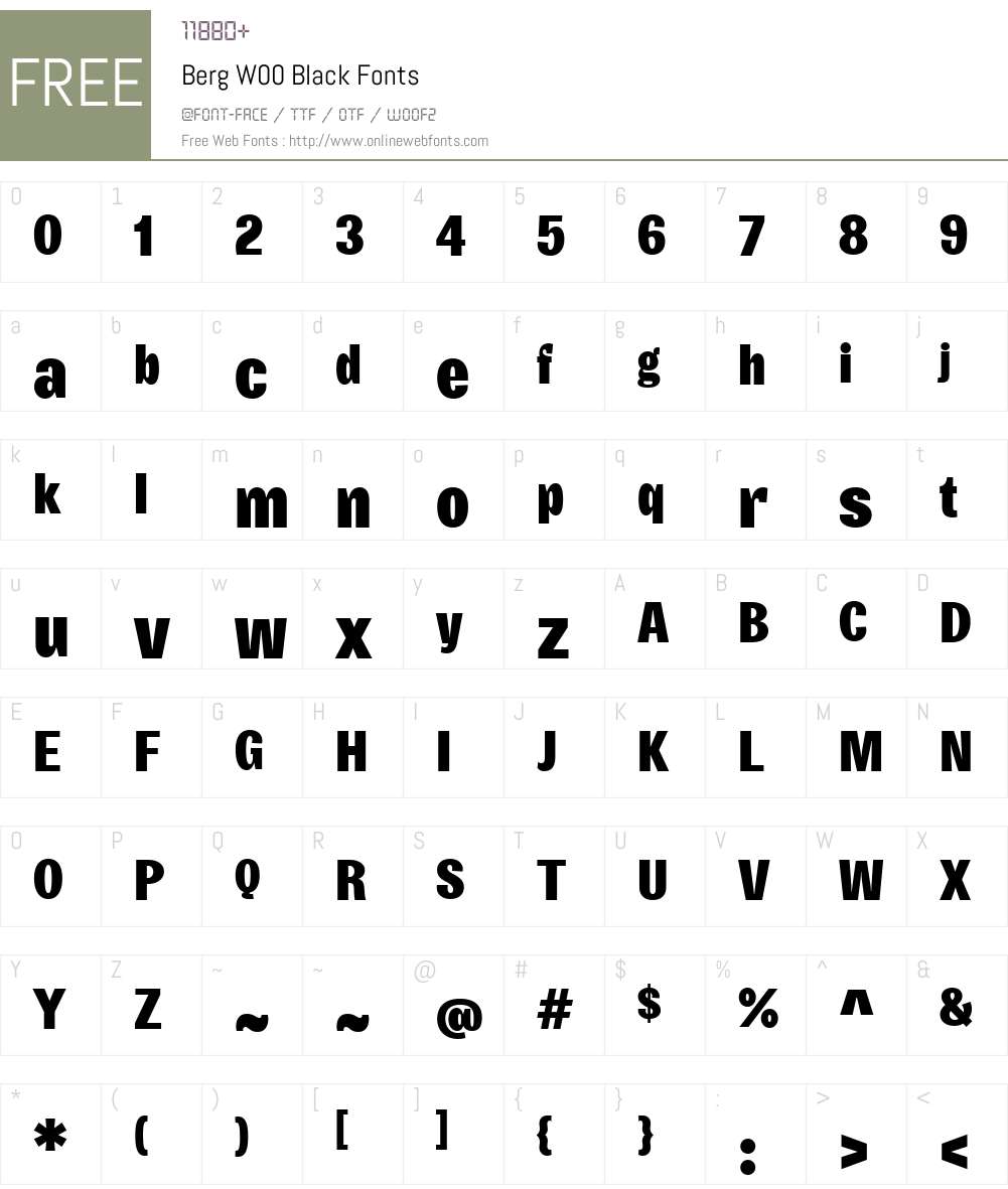 Berg Font Screenshots