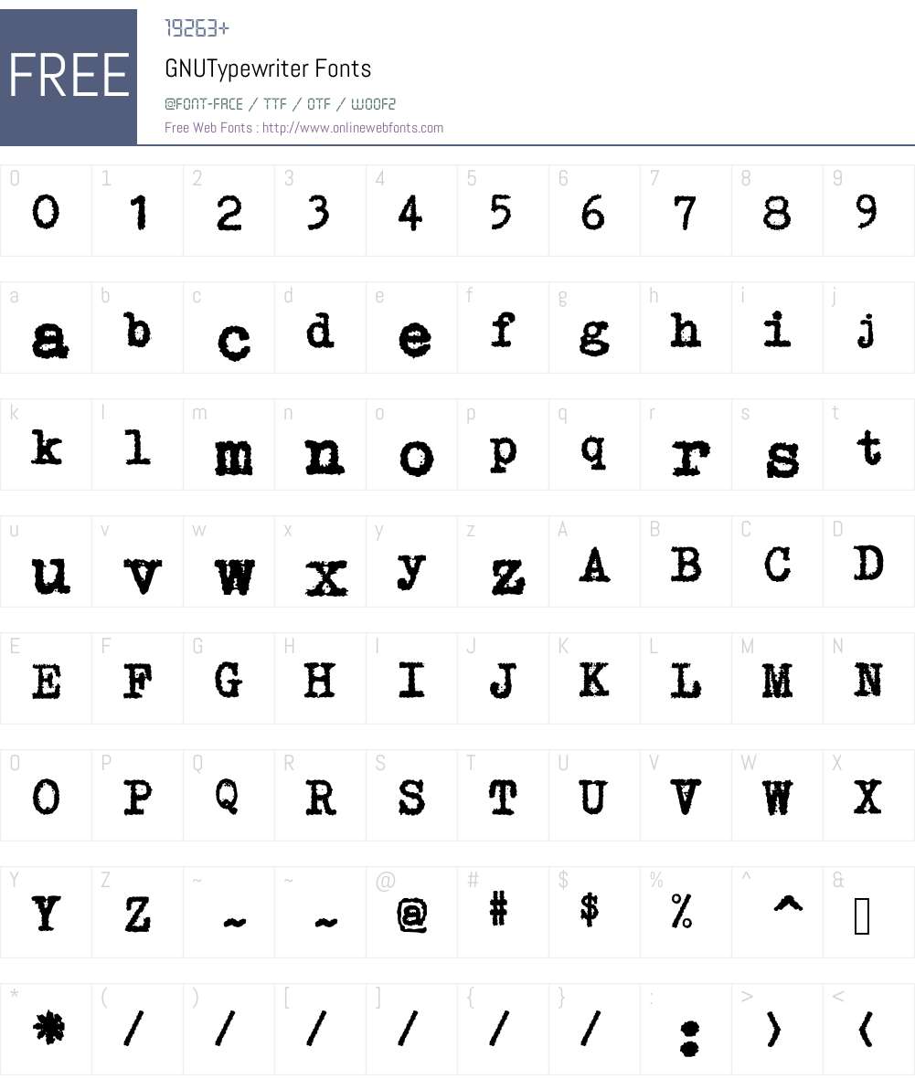 GNUTypewriter Font Screenshots