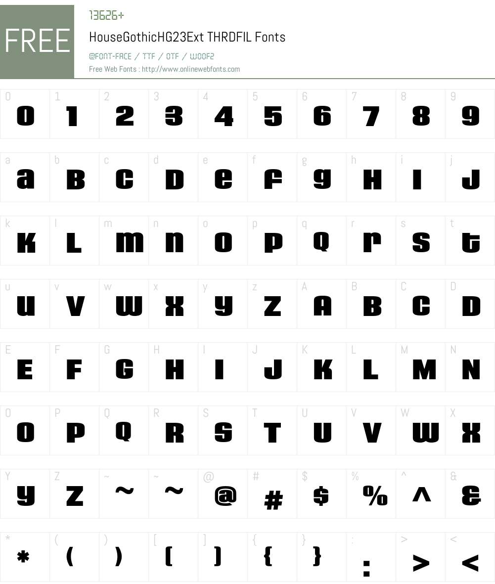 HouseGothicHG23Ext Font Screenshots