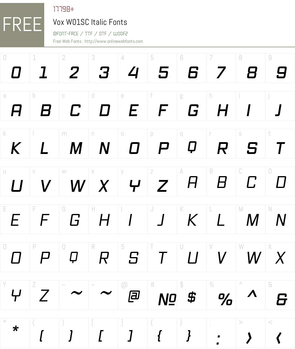 VoxW01SC-Italic Font Screenshots