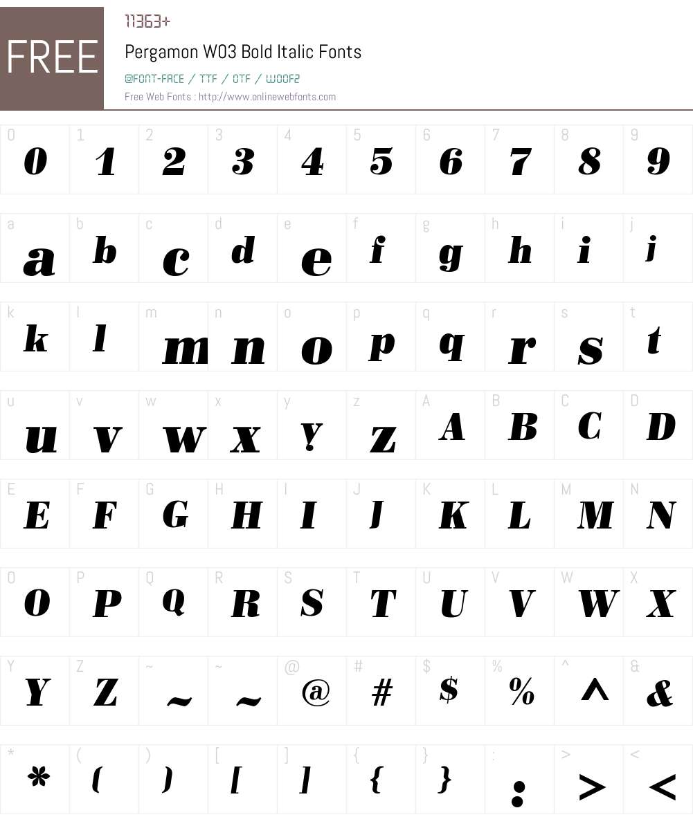 Pergamon Font Screenshots