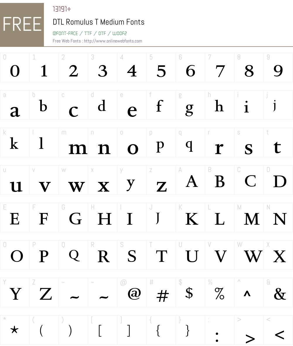 DTLRomulusTMedium Font Screenshots